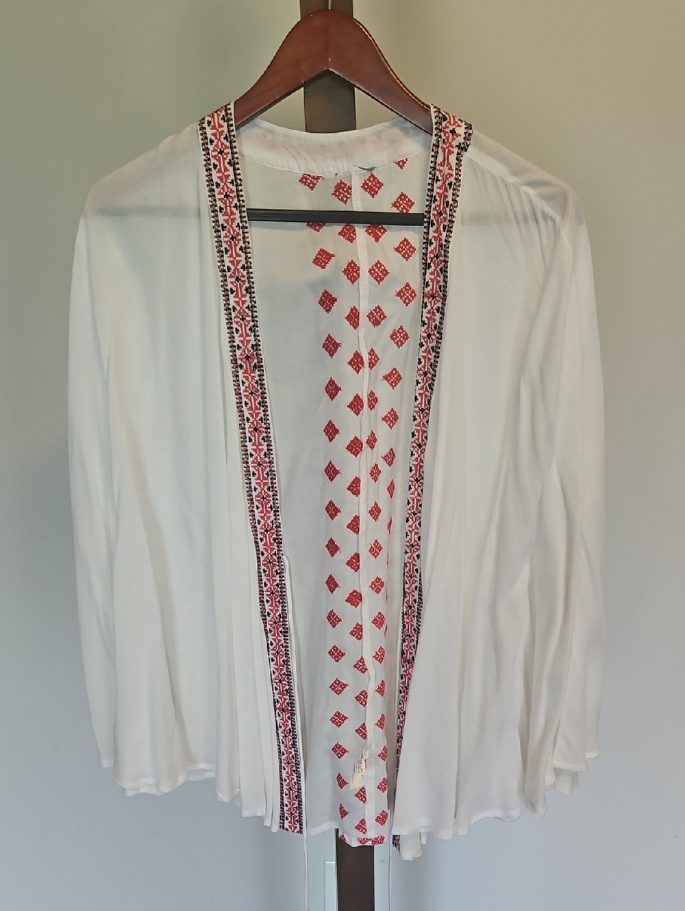 ASOS Swim White Cover-Up with Red Geometric Print Size 4